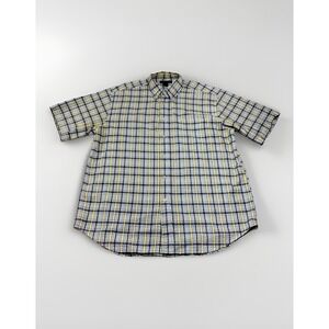 Men's Seersucker Size L Ivy‎ Crew Classics Shirt Plaid  100% Cotton Short Sleeve
